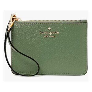 S Kate Spade Lena Small Wristlet Army Green Leather KH789 Wallet NWT $129 Retail